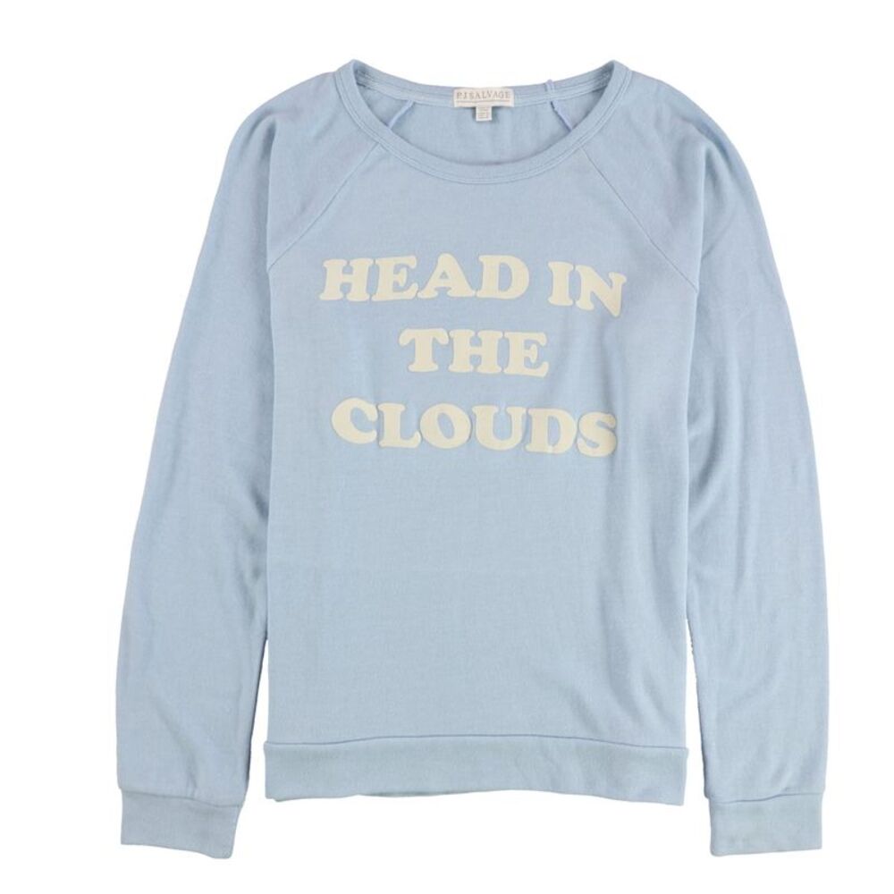 P.J. Salvage Womens Head In The Clouds Pajama Sweater, Blue, M, DM